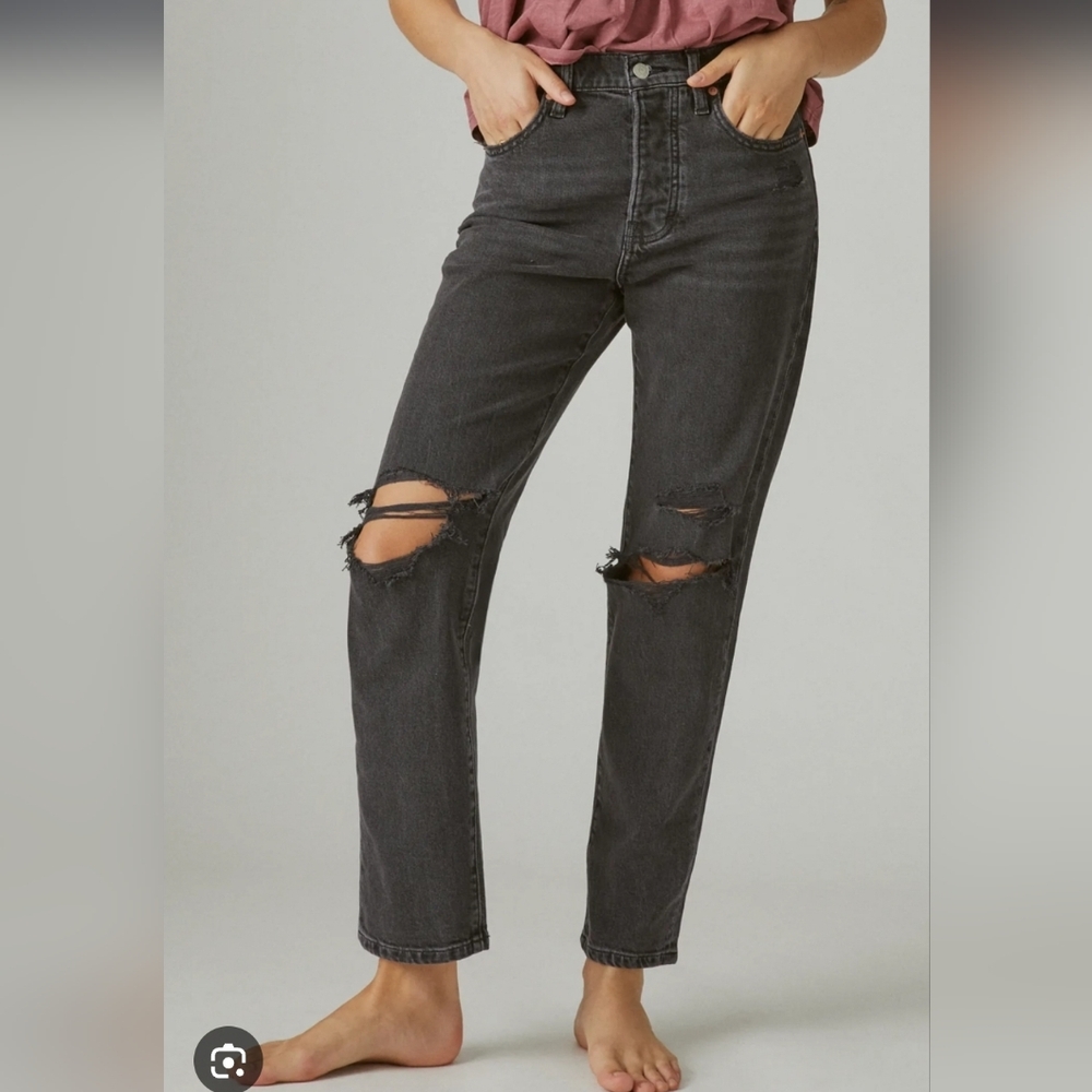 ❤️ NWT! LUCKY BRAND 90'S LOOSE HIGH RISE STRAIGHT LEG DISTRESSED JEANS, 0 (25) - Picture 3 of 13